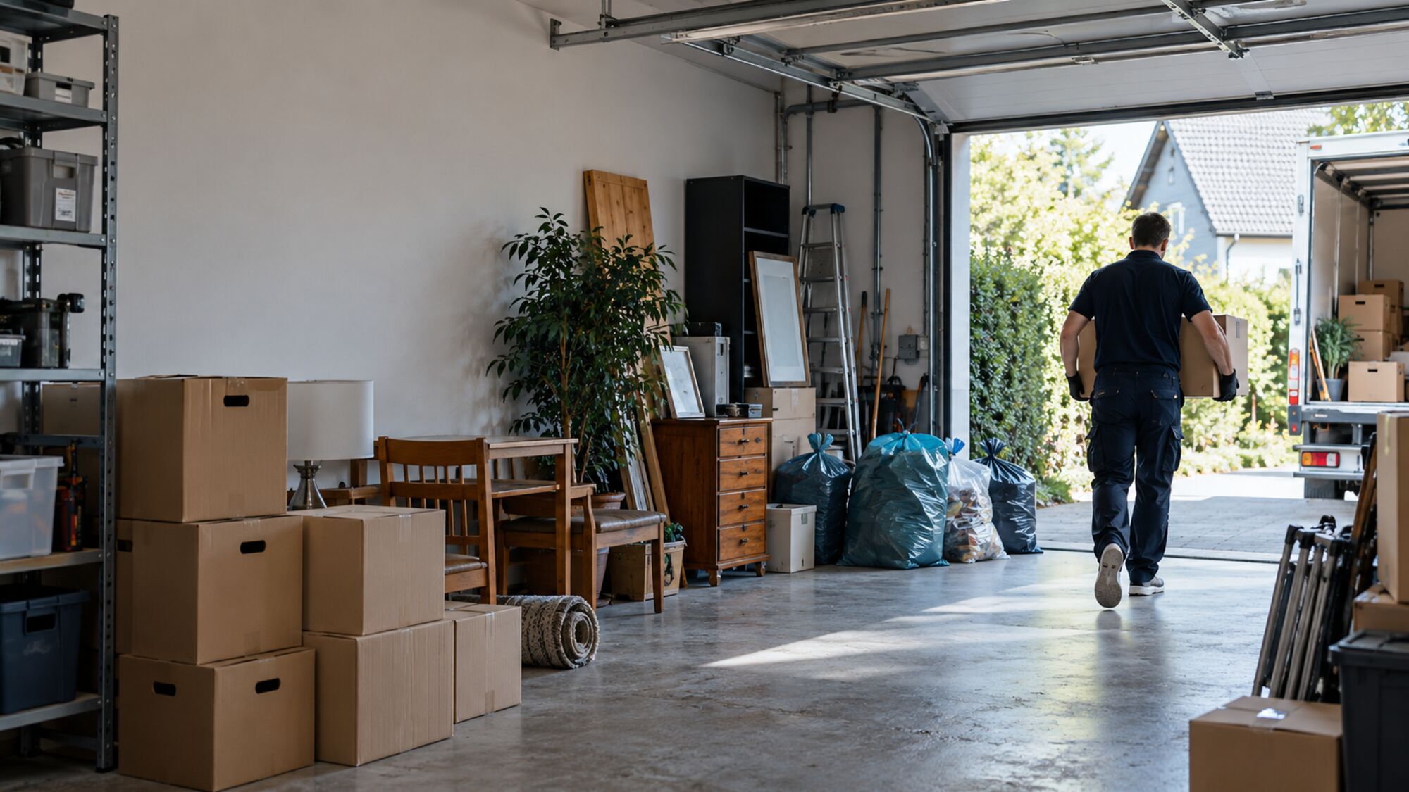 Entrümpelung in Braunschweig: Team von C&U Entrümpelungen räumt und sortiert Garage und Abstellraum